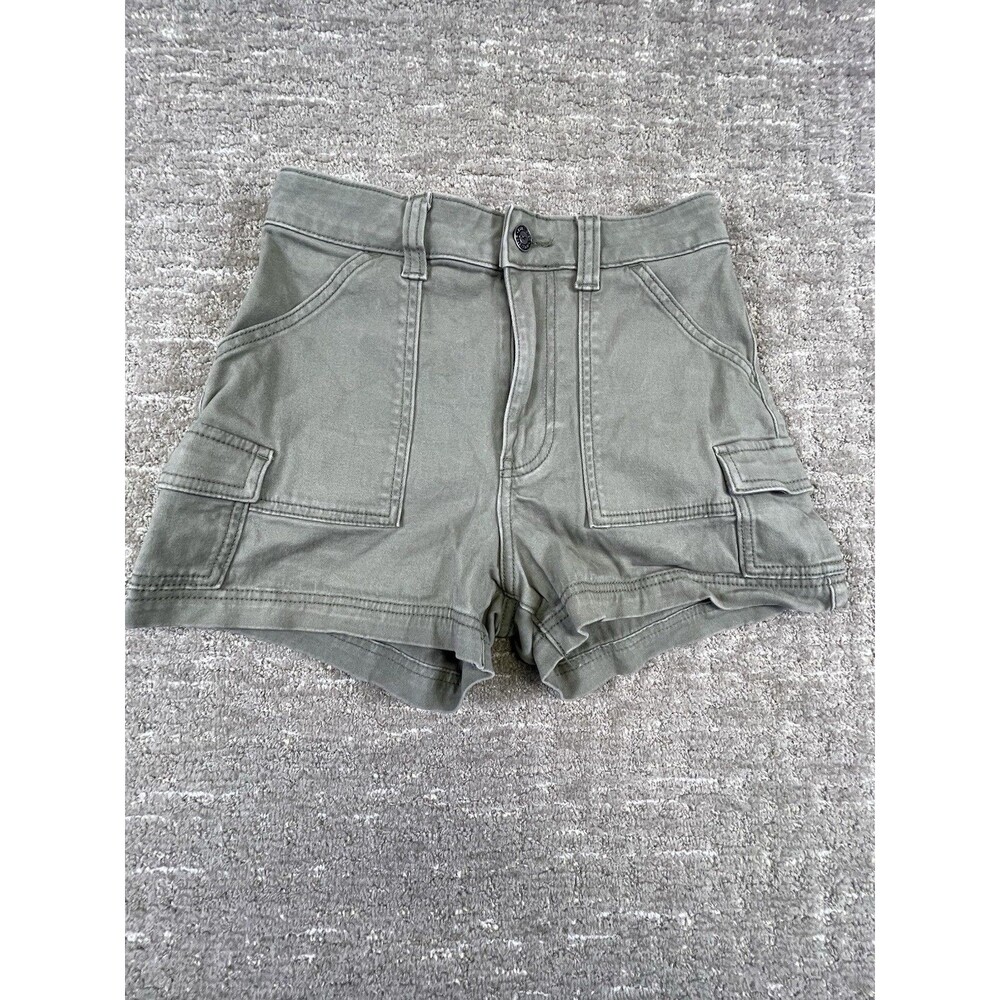 Hollister Ultra High Rise Olive Green Cargo Mom Women's Shorts Size 0 / 00 W 24